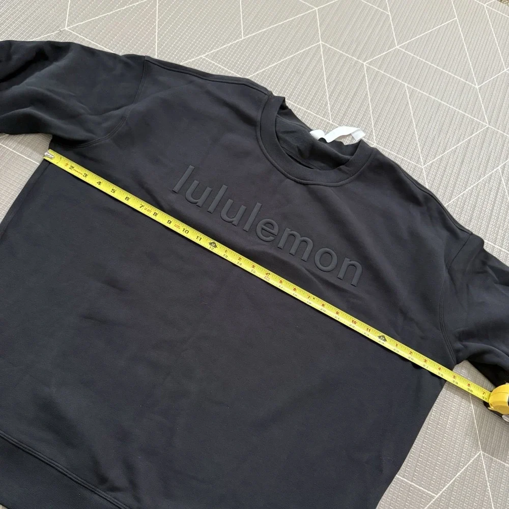 NEW Lululemon‎ Perfectly Oversized Crew Size 14 Black Graphic SPELLOUT LW3HJHS